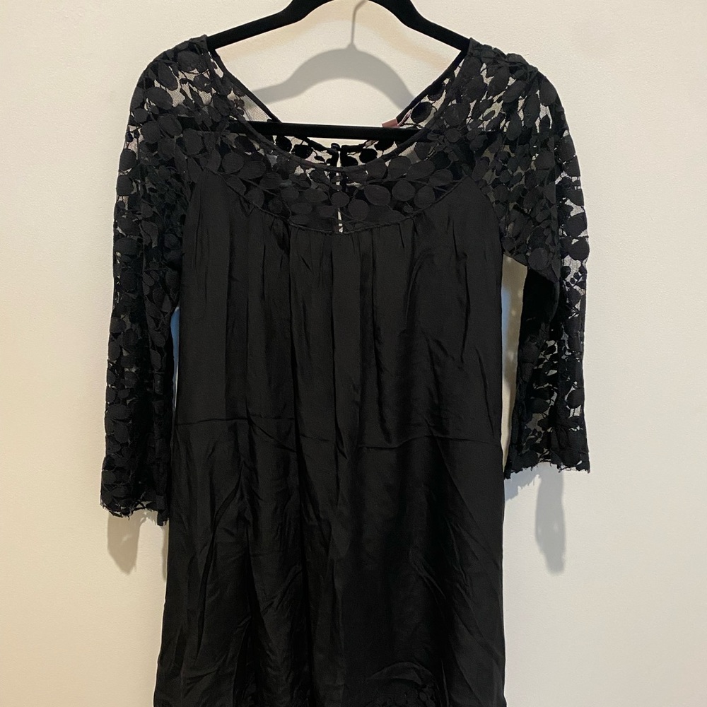 Rebecca Taylor black silk and lace dress